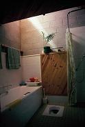 Bathroom with clerestory light on Spring morning